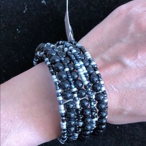 Black and Silver Beaded Bracelet